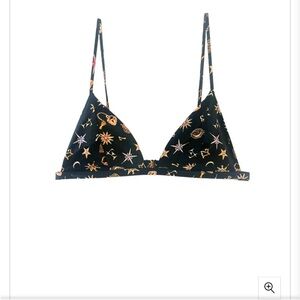 Fleur du Mal Black Floral Triangle Bralette New With Tags